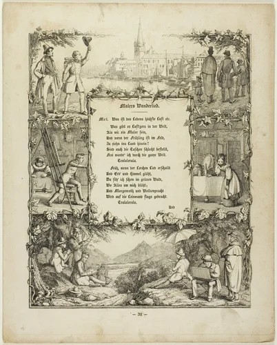 The Painter's Wandering Song by Rudolph von Normann, print, 1837