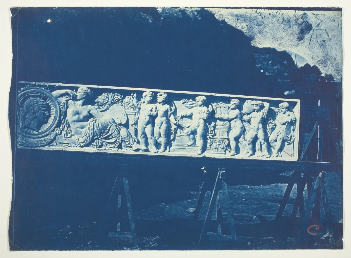 Sculptural Frieze by Cavelier, Minerva Surrounded by the Muses of the Arts by Adolphe Terris, photograph, 1863-1873