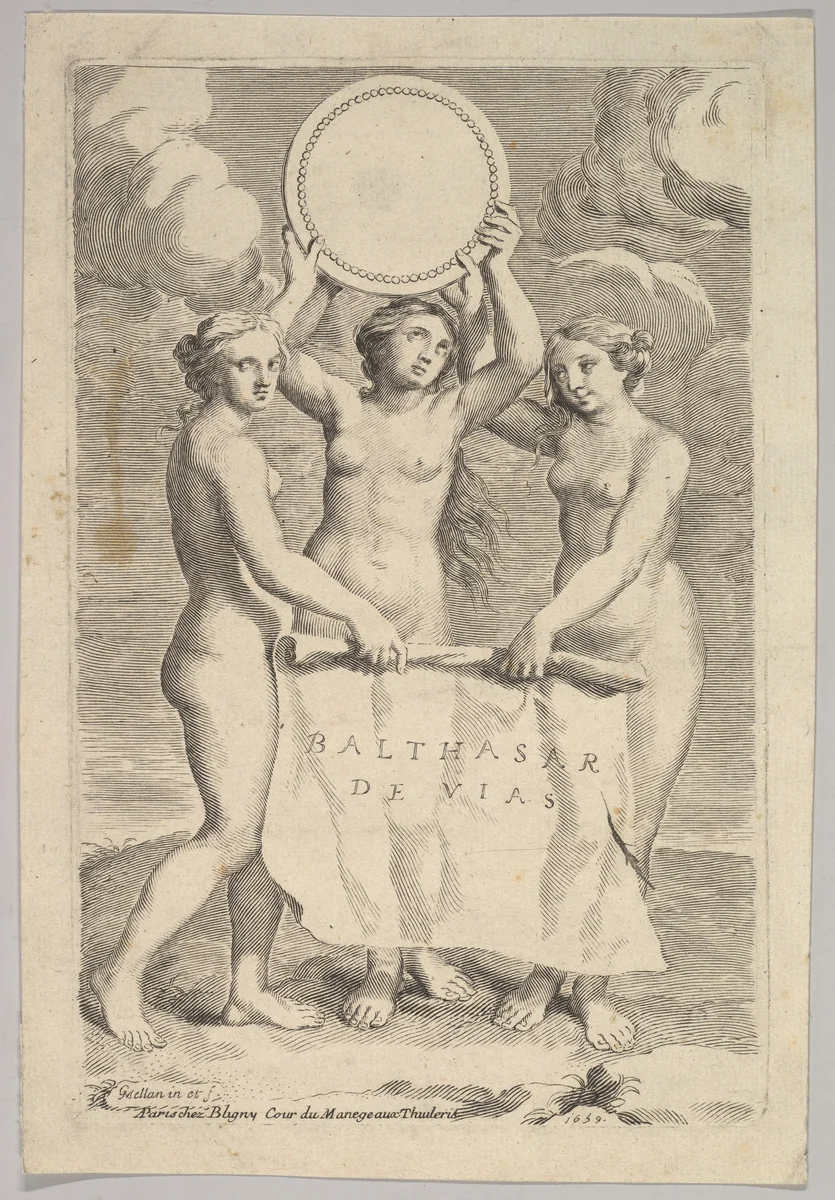 The Three Graces by Claude Mellan, print, 1659
