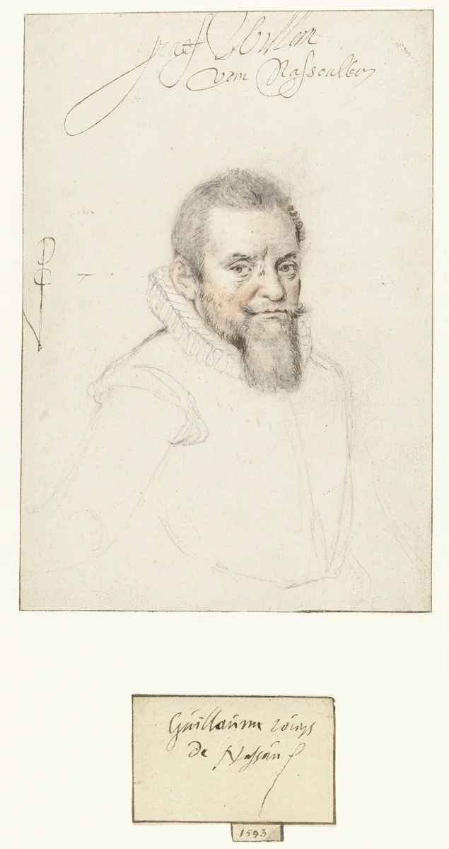 Portret van Graef Willem van Nassowien by Crispijn van de Passe, drawing, 1593