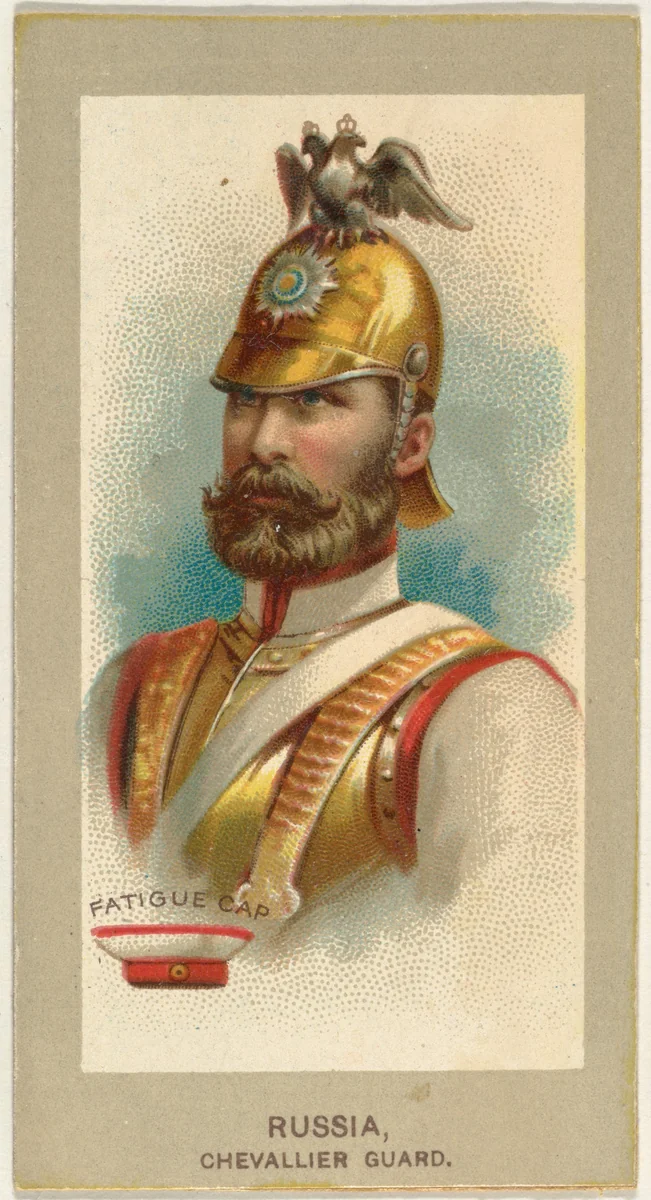 Fatigue Cap, Chevallier Guard, Russia, from the Military Uniforms series (T182) issued by Abdul Cigarettes by Abdul Cigarettes, print, 1881