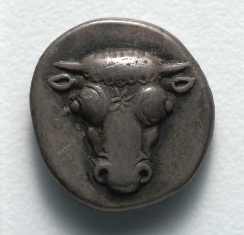 Hemidrachm: Bull's Head (obverse) by Unknown, metalwork, -490--475