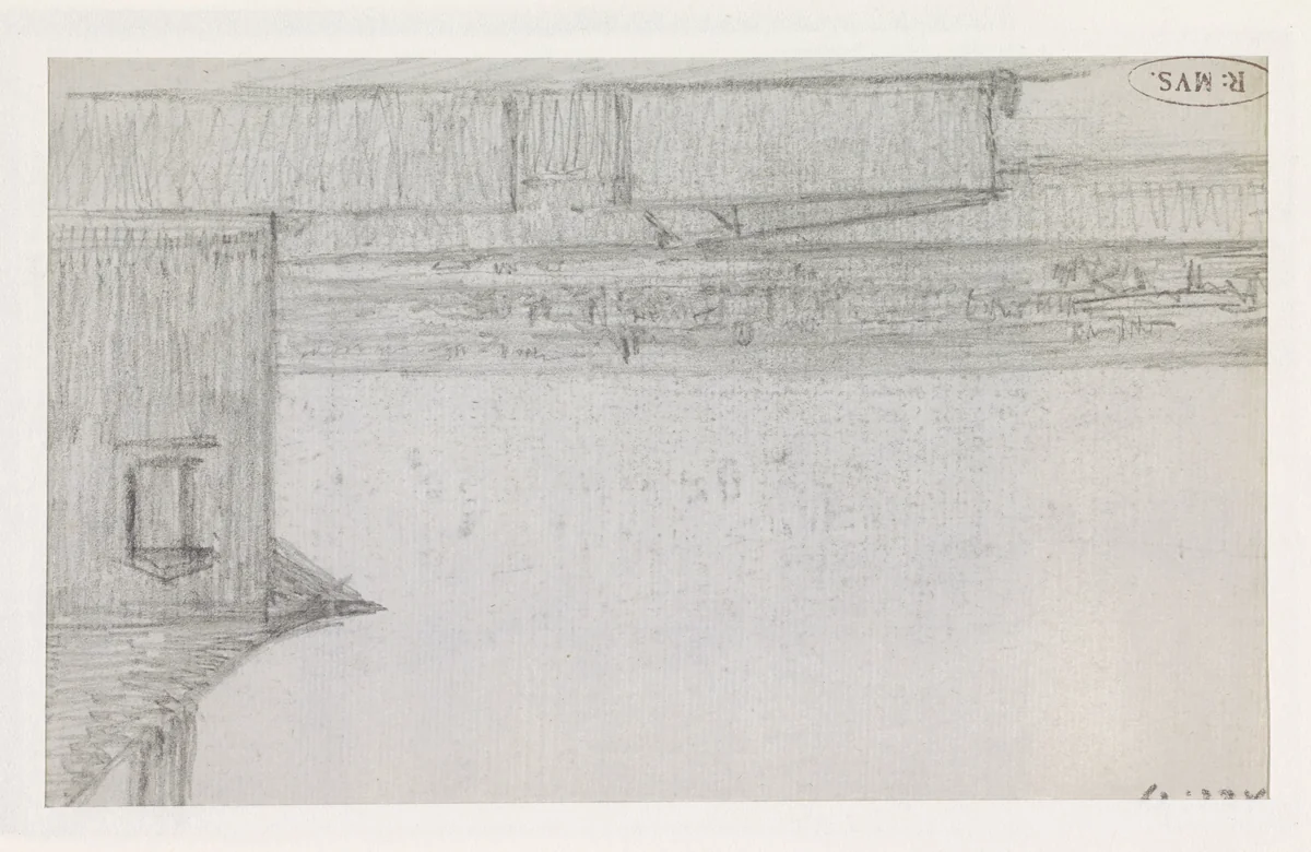 Gezicht op de stad bij een hooggelegen huis by Georges Michel, drawing, 1773-1843