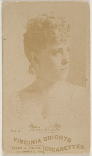 Card 525, Marie St. John, from the Actors and Actresses series (N45, Type 6) for Virginia Brights Cigarettes by Allen & Ginter, photograph, 1885-1891