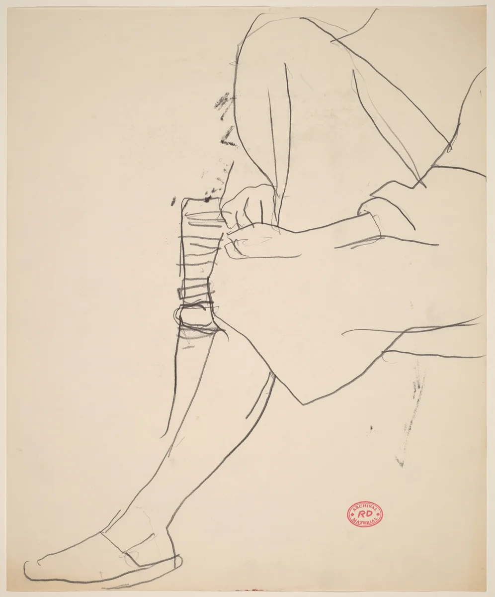 Untitled [seated woman with arms holding right leg] by Richard Diebenkorn, drawing, 1955-1967
