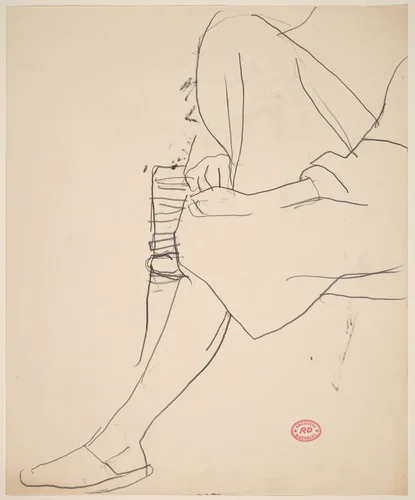 Untitled [seated woman with arms holding right leg] by Richard Diebenkorn, drawing, 1955-1967