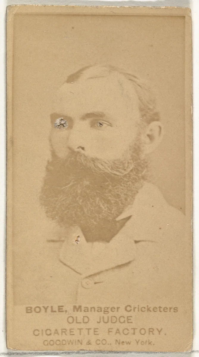 Boyle, Manager of the Cricketers, from the Celebrities and Prizefighters series (N174) for Old Judge Cigarettes by Goodwin & Company, photograph, 1887-1888