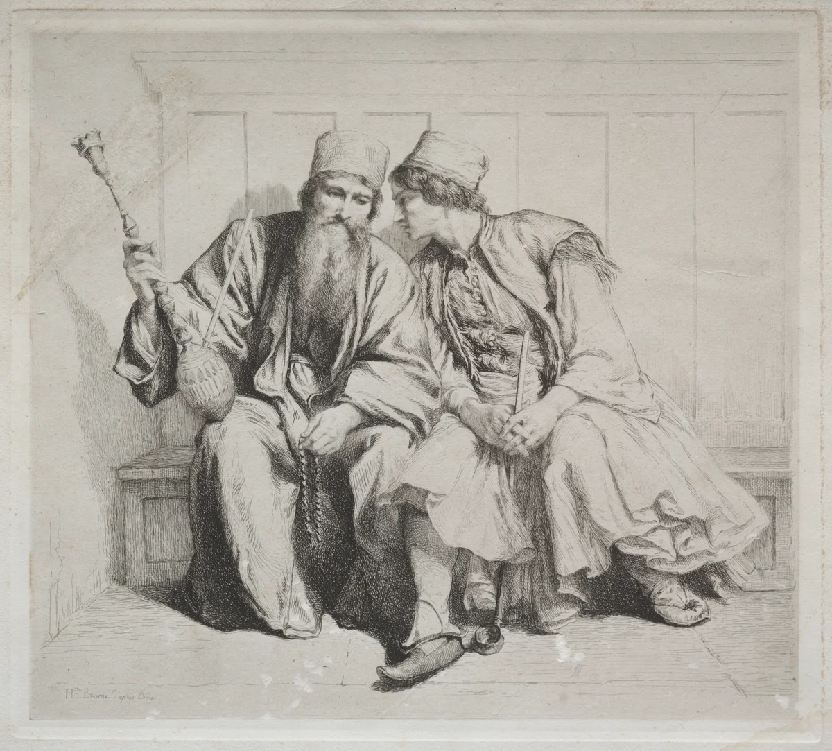Young Greek Man in Conversation with a Priest by Henriette Brown, print, 1850-1900