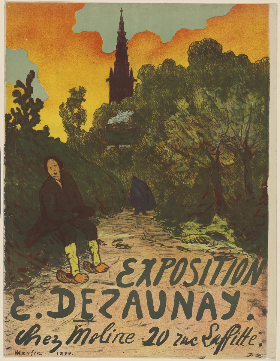 Poster for an exhibition of works by Émile-Alfred Dezaunay at Chez Moline by Maxine Emile Louis Maufra, design, 1897