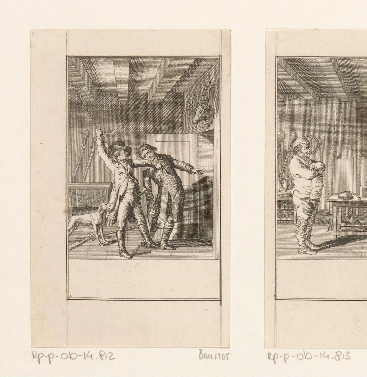 Anton slaat Matthes met zijn stok by Daniel Nikolaus Chodowiecki, print, 1786