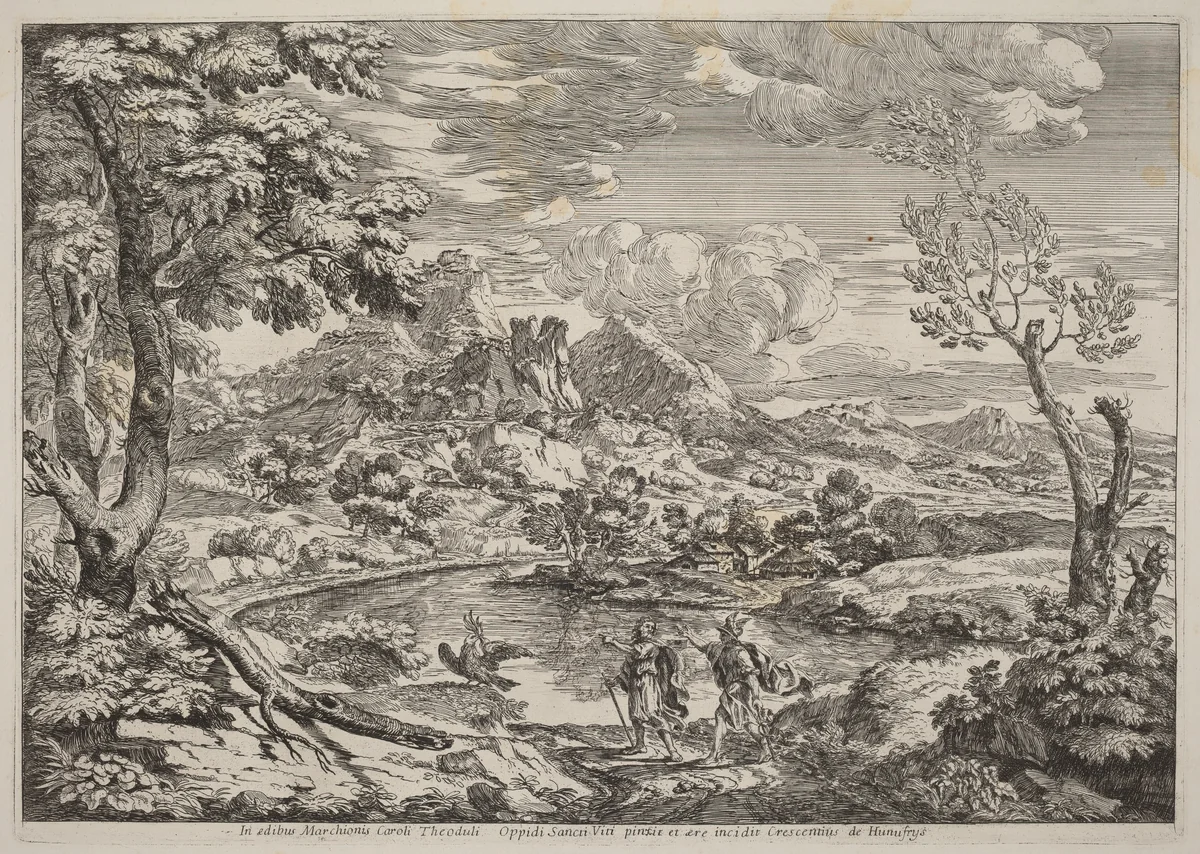 A Man Showing Mercury the Eagle of Jupiter by Crescenzio Onofri, print, 1696