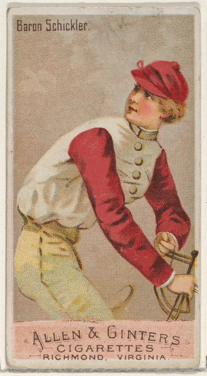 Baron Schickler, from the Racing Colors of the World series (N22a) for Allen & Ginter Cigarettes by Allen & Ginter, print, 1888