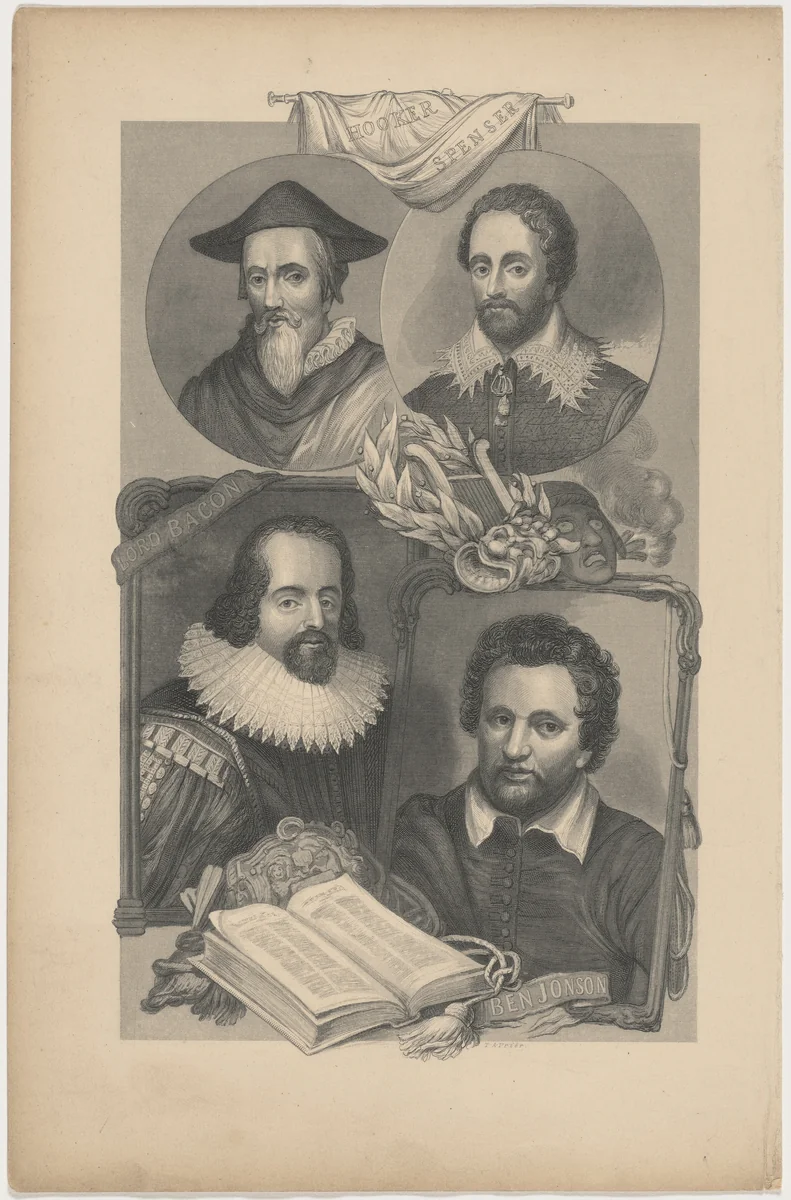 Hooker, Spenser, Lord Bacon, Ben Johnson by Thomas Abiel Prior, print, 1809-1886
