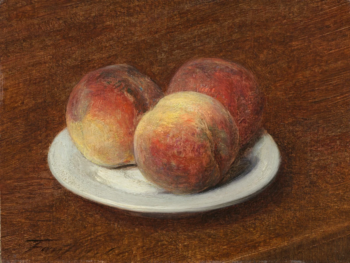 Three Peaches on a Plate by Henri Fantin-Latour, painting, 1868