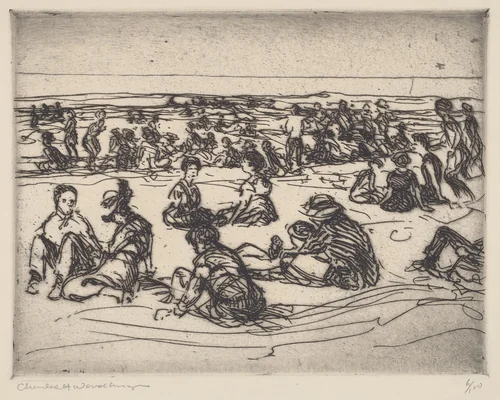 On the Beach by Charles H. Woodbury, print, 1920