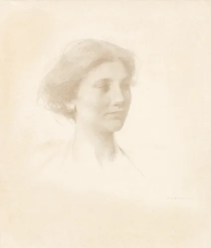 Head of a Girl by Thomas Wilmer Dewing, drawing, 1904-1914