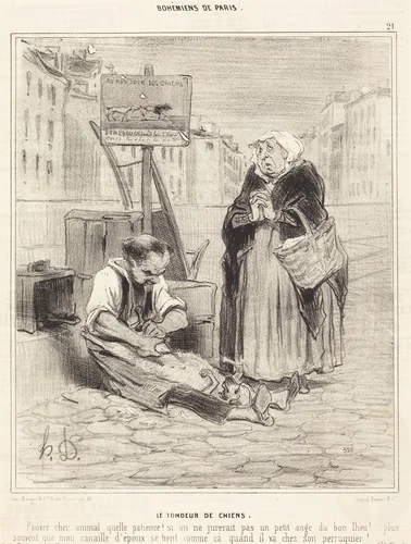 Le Tondeur de chiens by Honoré Daumier, print, 1842