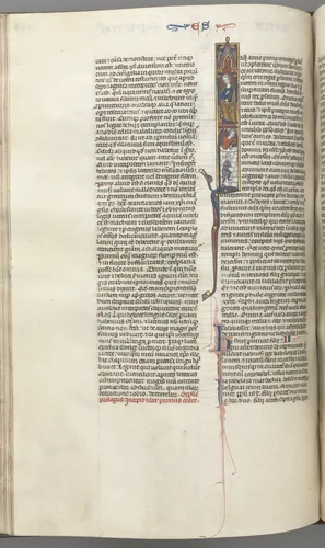 Fol. 174v, Ezra, historiated initial I, Cyrus directing the building of the Temple by Unknown, book, 1270-1300