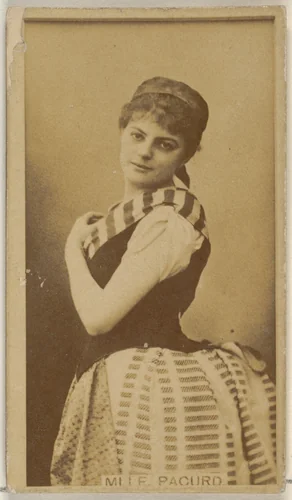 Mlle. Pacurd, from the Actors and Actresses series (N45, Type 8) for Virginia Brights Cigarettes by Allen & Ginter, photograph, 1885-1891