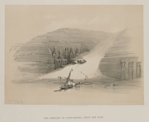 Egypt and Nubia, Volume II: Excavated Temples of Abo Simble, Nubia by Louis Haghe, print, 1848