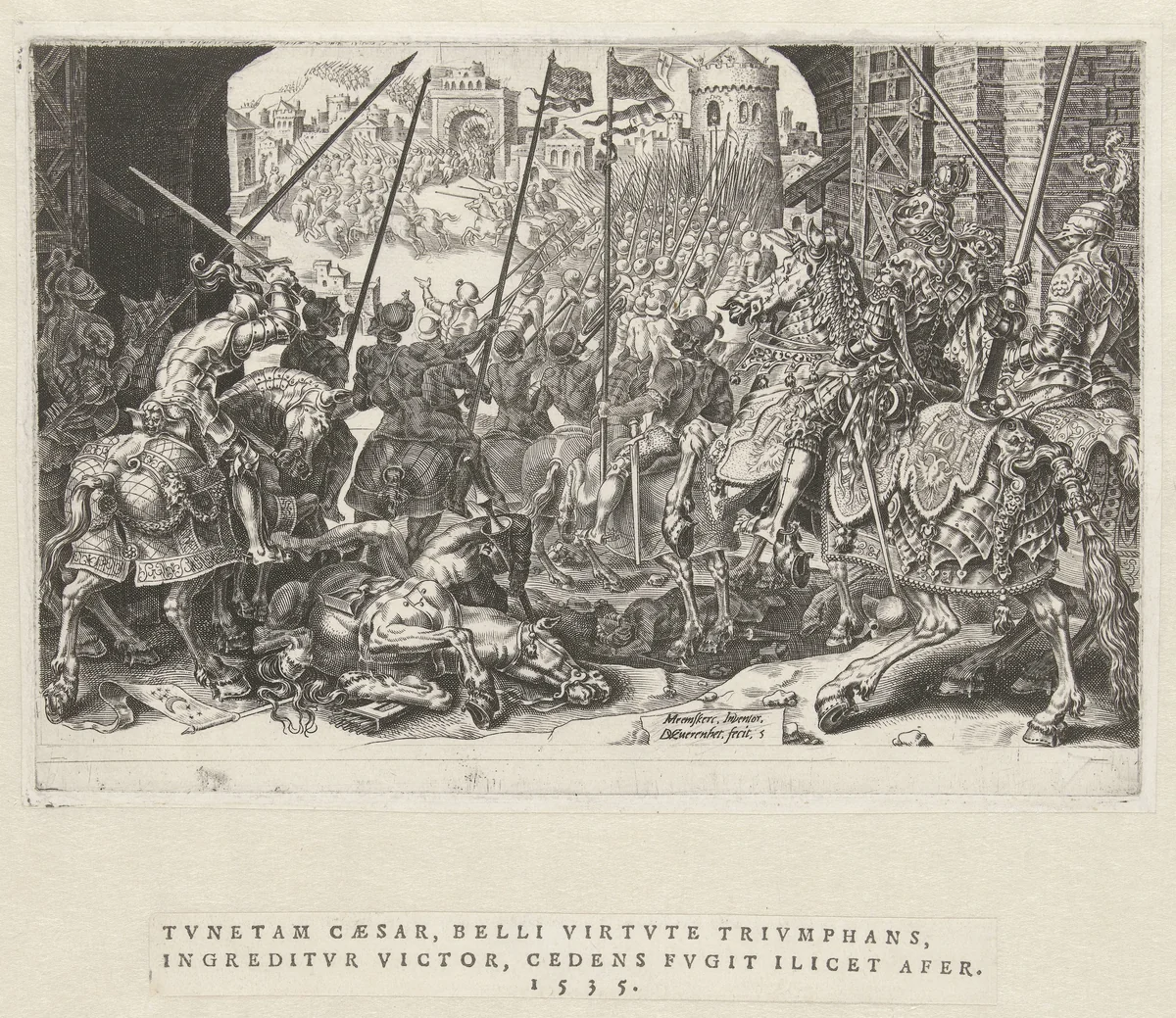 Inname van Tunis, 1535 by Unknown, print, 1555-1556