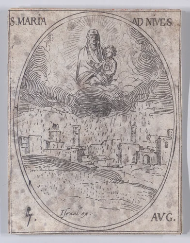 Ste. Marie des Neiges (Our Lady of the Snow), August 5th, from "Les Images De Tous Les Saincts et Saintes de L'Année" (Images of All of the Saints and Religious Events of the Year) by Jacques Callot, print, 1636