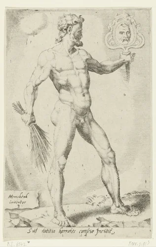 Zelfkennis inspireert het geweten met afschuw by Dirck Volckertsz. Coornhert, print, 1550