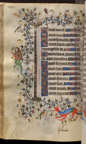 Hours of Charles the Noble, King of Navarre (1361-1425): fol. 121v, Text by Master of the Brussels Initials and Associates, book, 1400-1410