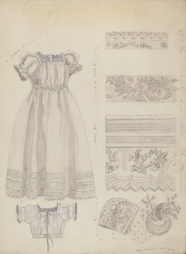 Embroidered Christening Robe & Cap by Ella Sterling, index of american design, 1936
