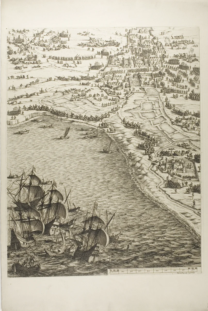 Plate Six from La Siège de la Rochelle by Jacques Callot, print, 1631