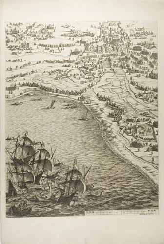 Plate Six from La Siège de la Rochelle by Jacques Callot, print, 1631