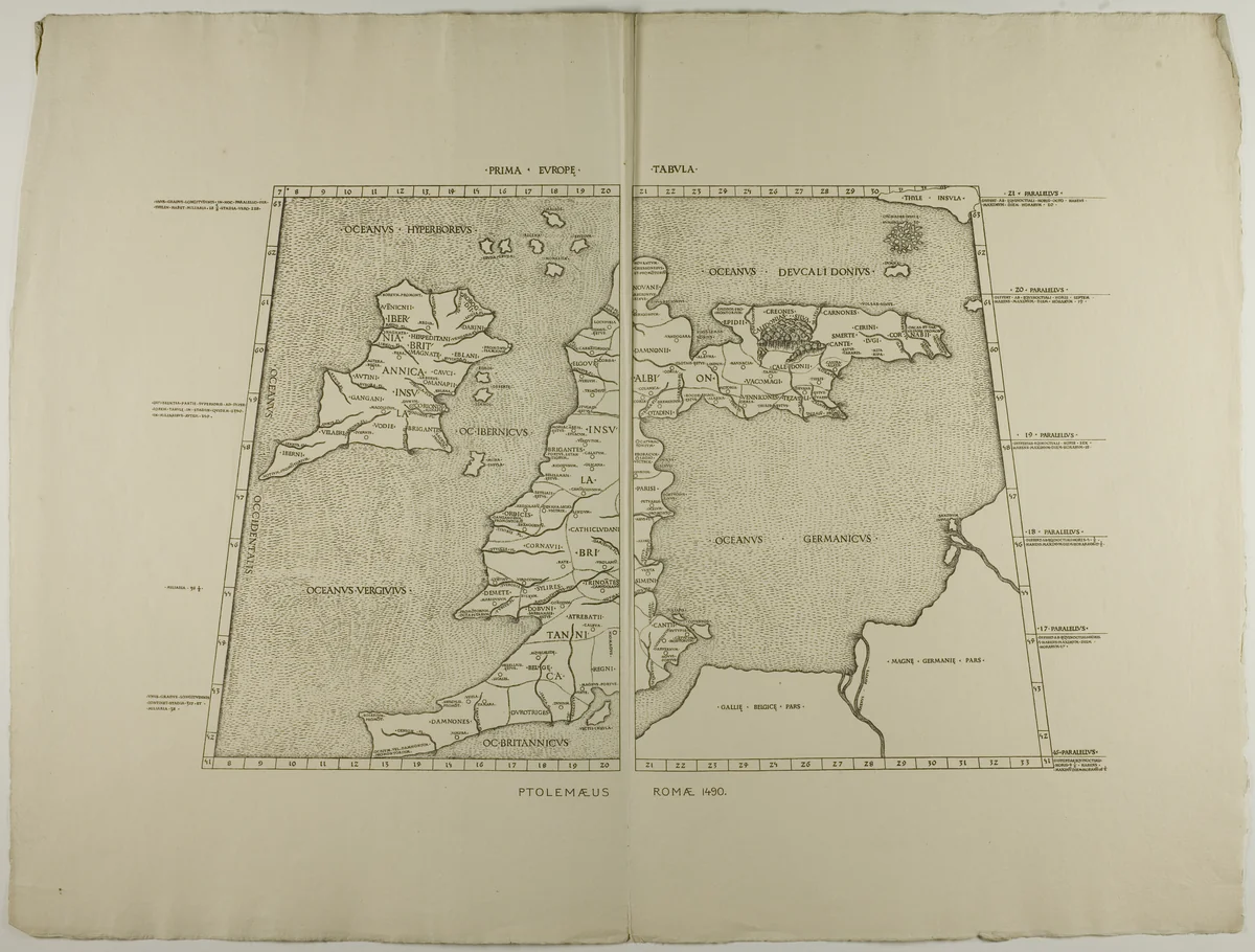 Prima Europe Tabula: Ptolemaeus Romae 1490 by Unknown Artist, other, 1889