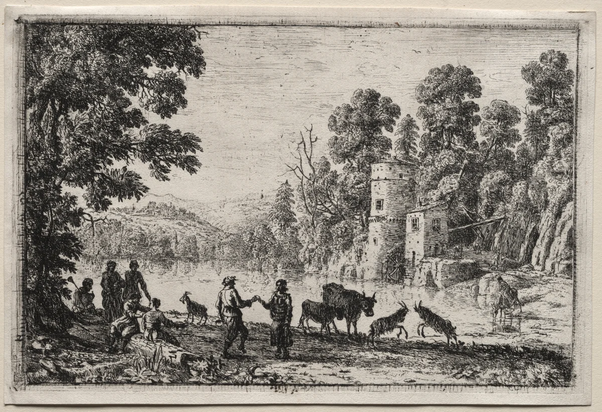 The Dance by the River by Claude Lorrain, print, 1620-1680