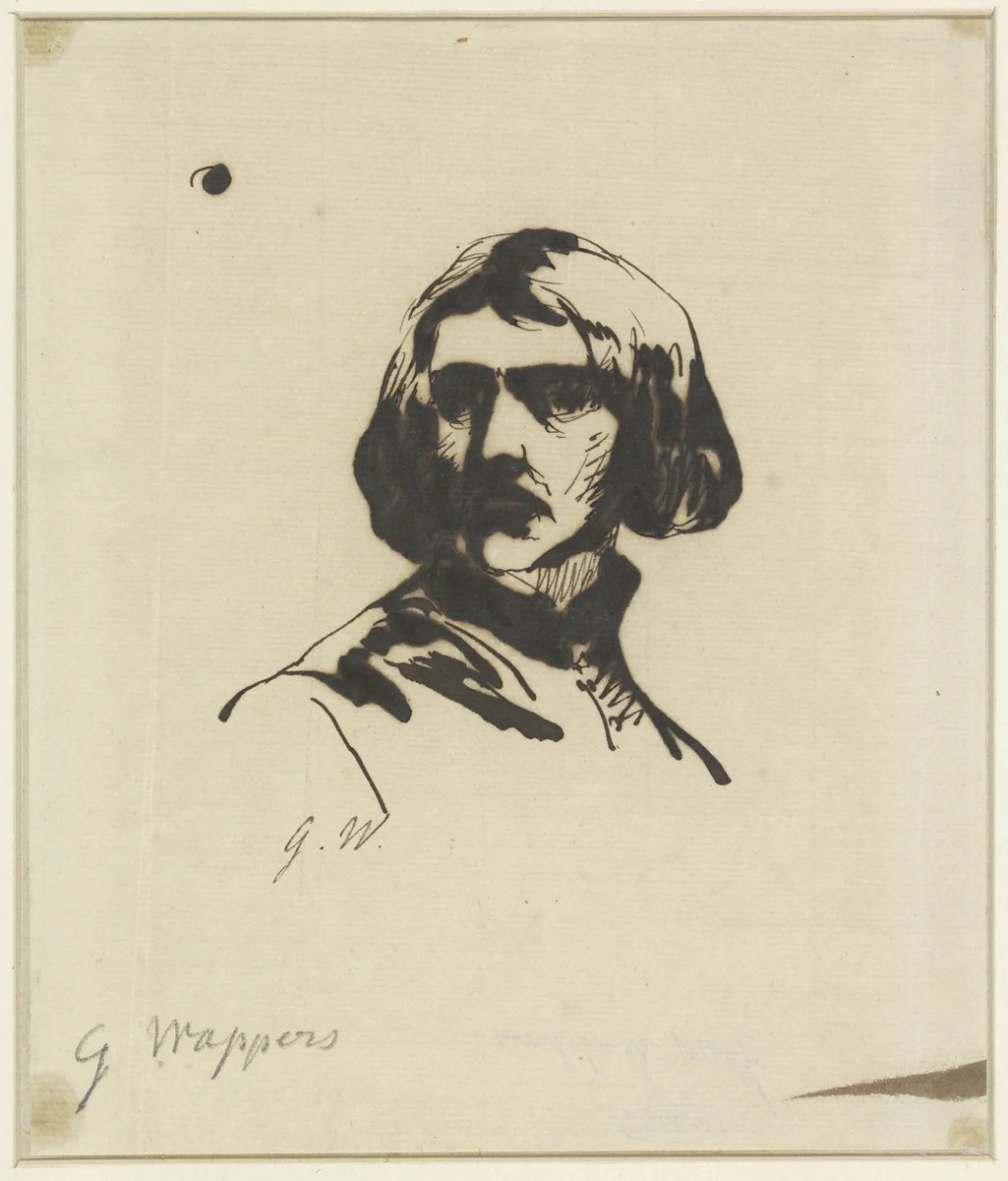 Mansportret by Gustave Wappers, drawing, 1813-1874