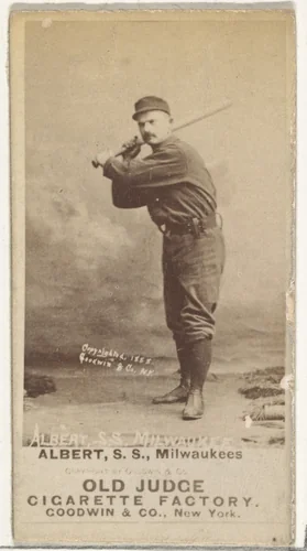 Augustus Peter "Gus" Alberts, Shortstop, Milwaukee, from the Old Judge series (N172) for Old Judge Cigarettes by Goodwin & Company, photograph, 1888