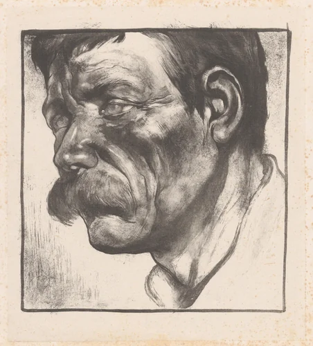 Portret van een onbekende man by Johannes Josephus Aarts, print, 1881-1934
