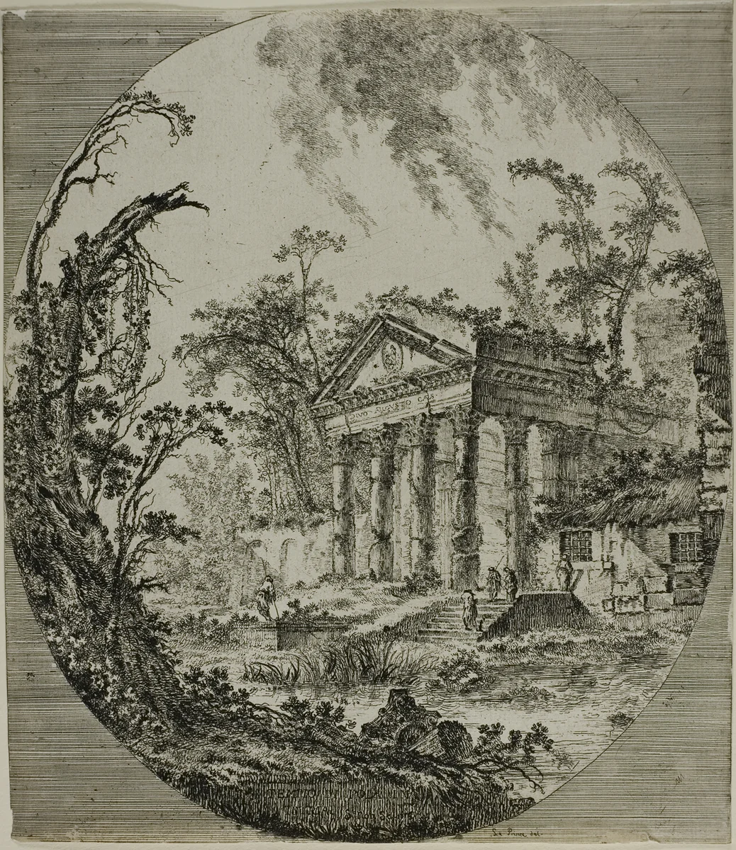 Temple of Augustus by Jean Baptiste Le Prince, print, 1754-1781