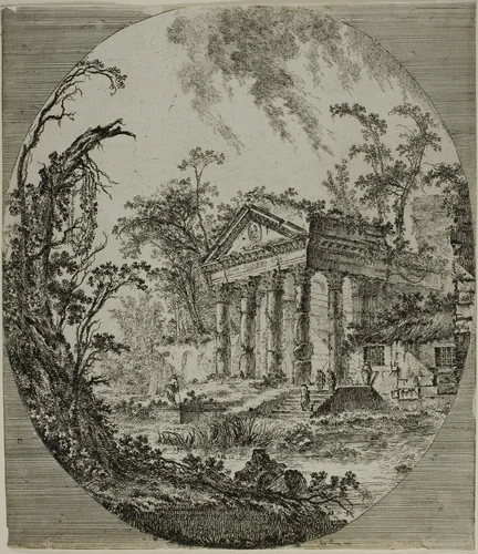 Temple of Augustus by Jean Baptiste Le Prince, print, 1754-1781