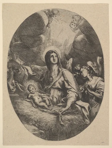 The Adoration of the Angels by Carlo Maratti, print, 1625-1713