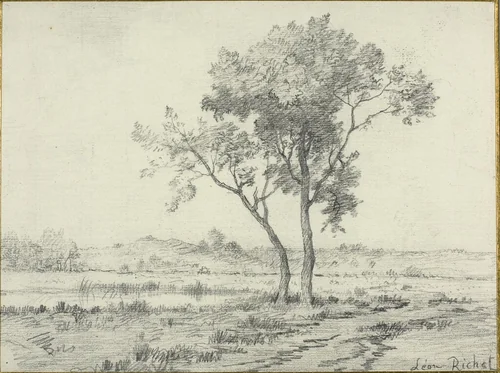 Landscape by Léon Richet, drawing, 1870-1880