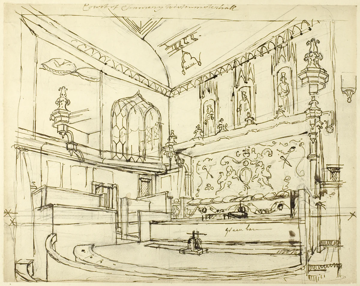 Court of Chancery, Westminster Hall by Augustus Charles Pugin, drawing, 1807-1808