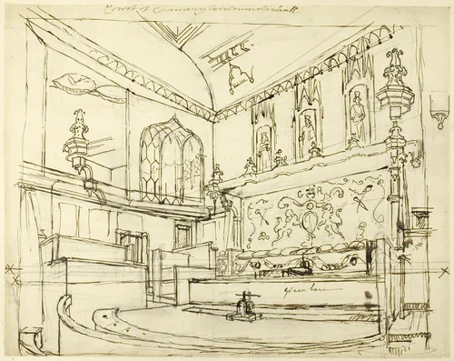 Court of Chancery, Westminster Hall by Augustus Charles Pugin, drawing, 1807-1808