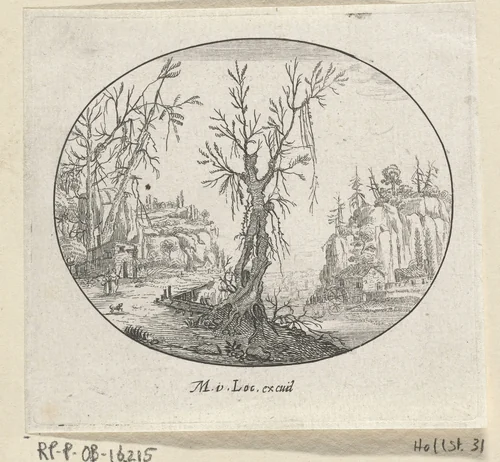 Dode boom in een landschap by Chaerles de Hooch, print, 1613-1638