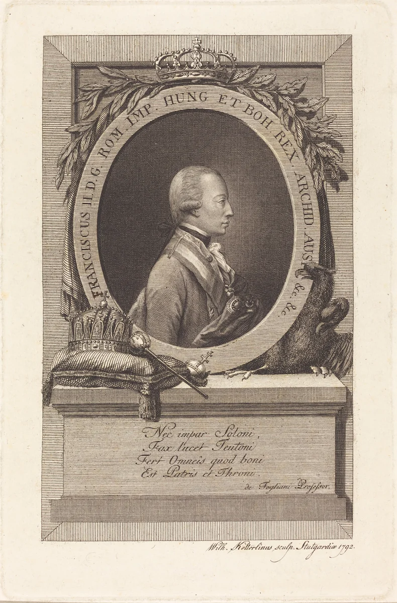 Francis II, Holy Roman Emperor by Christian Wilhelm Ketterlinus, print, 1792