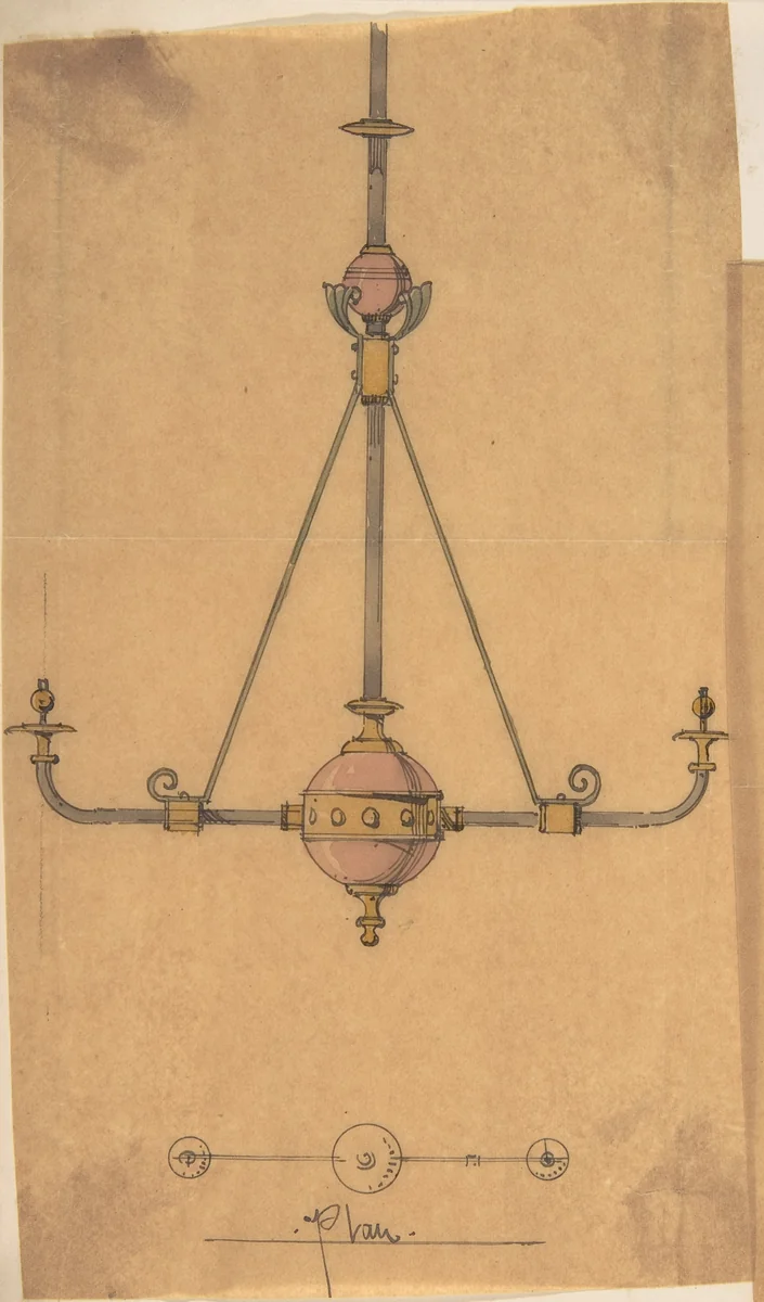 Design for [Gas?] Lights for a Church by Richardson Ellson, drawing, 1875-1885