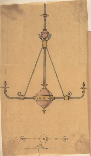 Design for [Gas?] Lights for a Church by Richardson Ellson, drawing, 1875-1885