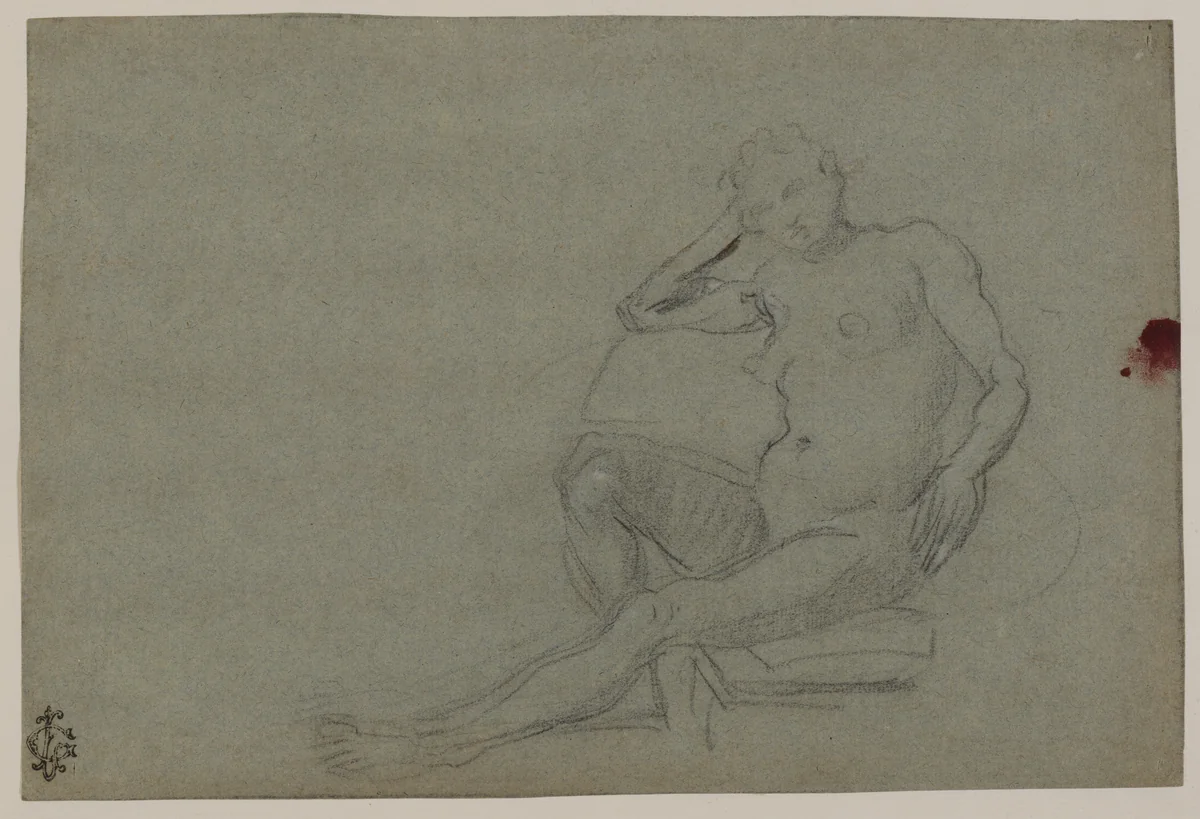 Seated Female Nude by Domenico Tintoretto, drawing, 1600-1635