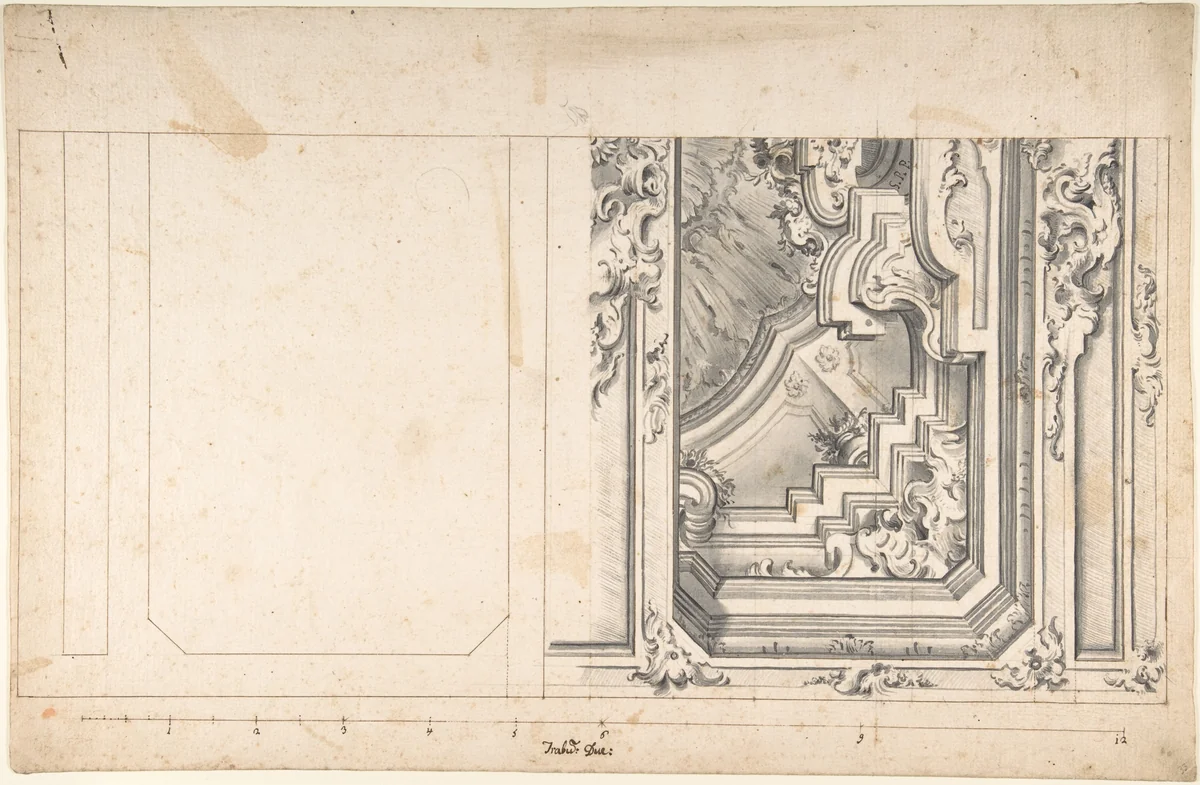 Design for One Quarter of a Ceiling by anonymous, drawing, 1700-1780