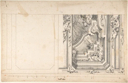 Design for One Quarter of a Ceiling by anonymous, drawing, 1700-1780