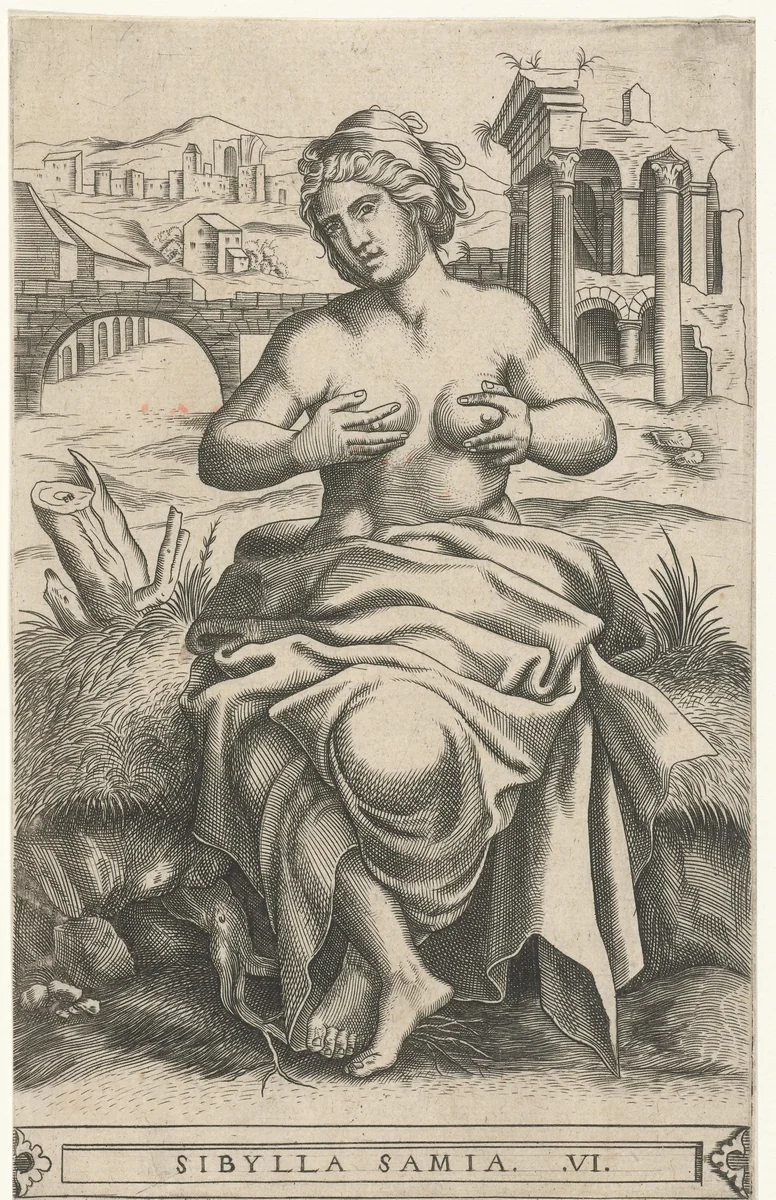 Sibille van Samos by Frans Huys, print, 1546-1562